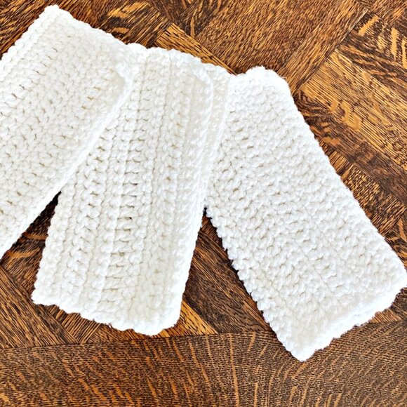 Hand Made Crocheted Kitchen Dishcloths Set of 3 White New - Picture 3 of 4